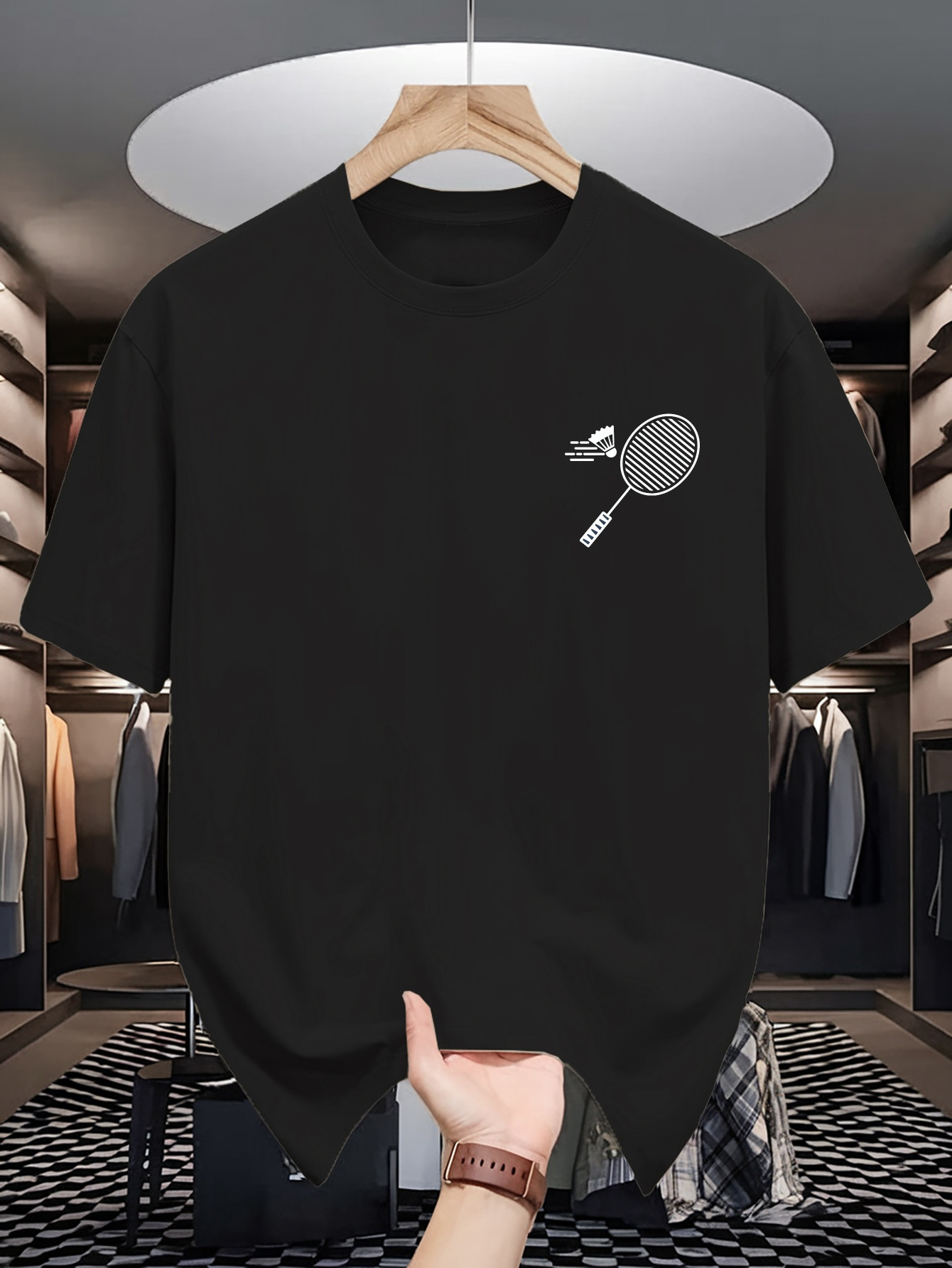 Badminton Lovers - T-shirt à col rond pour homme,